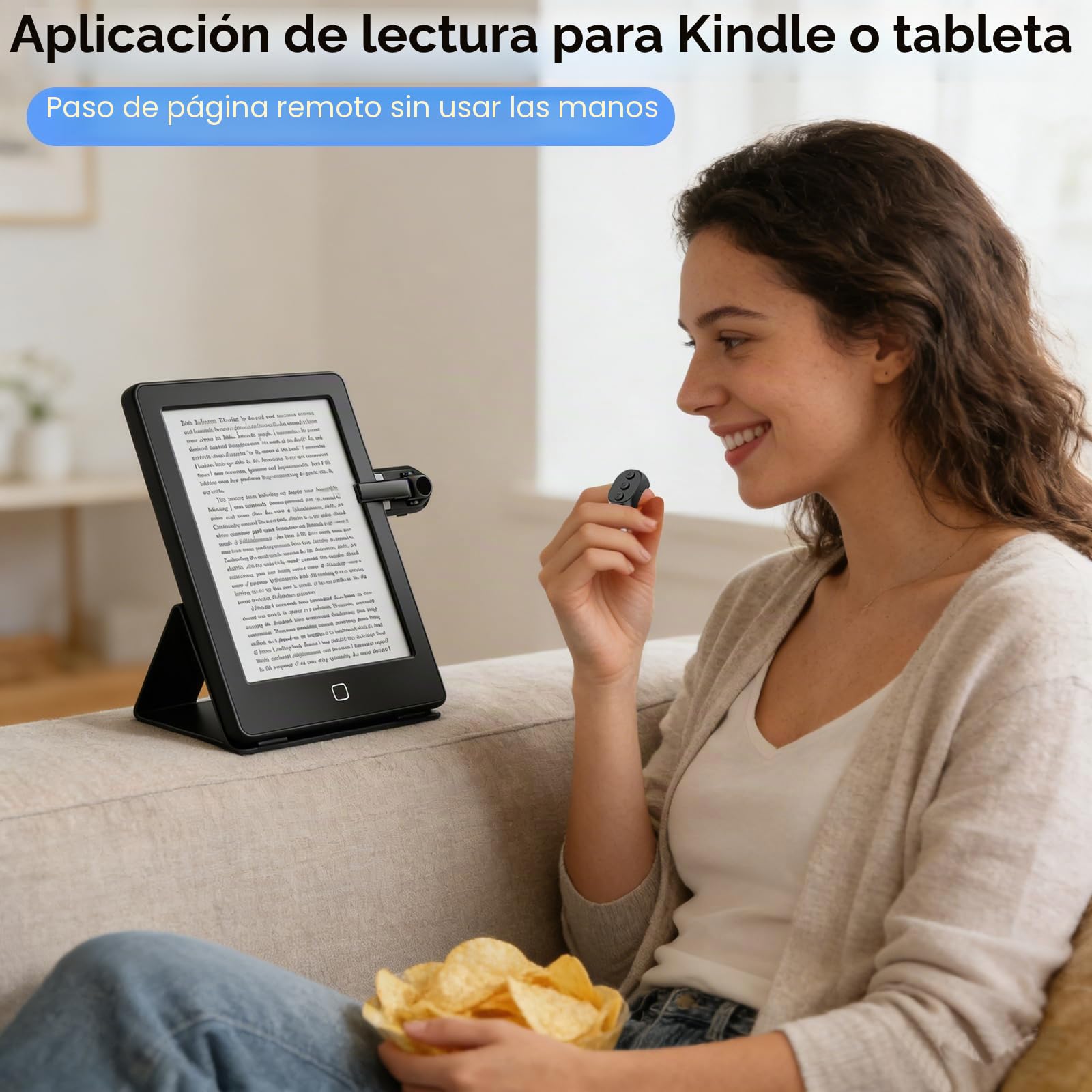 Mando a Distancia para Pasar Páginas y Disparar la Cámara de Forma Remota,Anillo de Desplazamiento para Pasar Páginas, Compatible con Kindle, Tolino, iPhone,Teléfonos Android y Tabletas