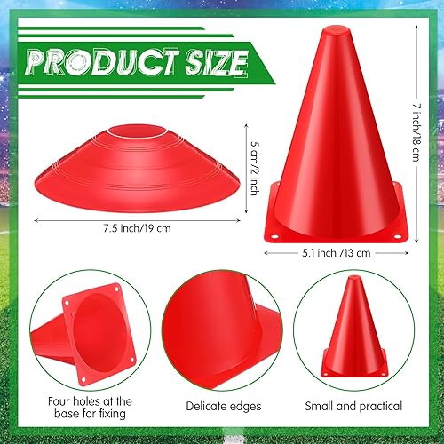 Miniatura 2 de Vinsot Paquete de 108 conos de tráfico de plástico, paquete de 48 marcadores de campo de agilidad, conos de fútbol, paquete de 60 conos de