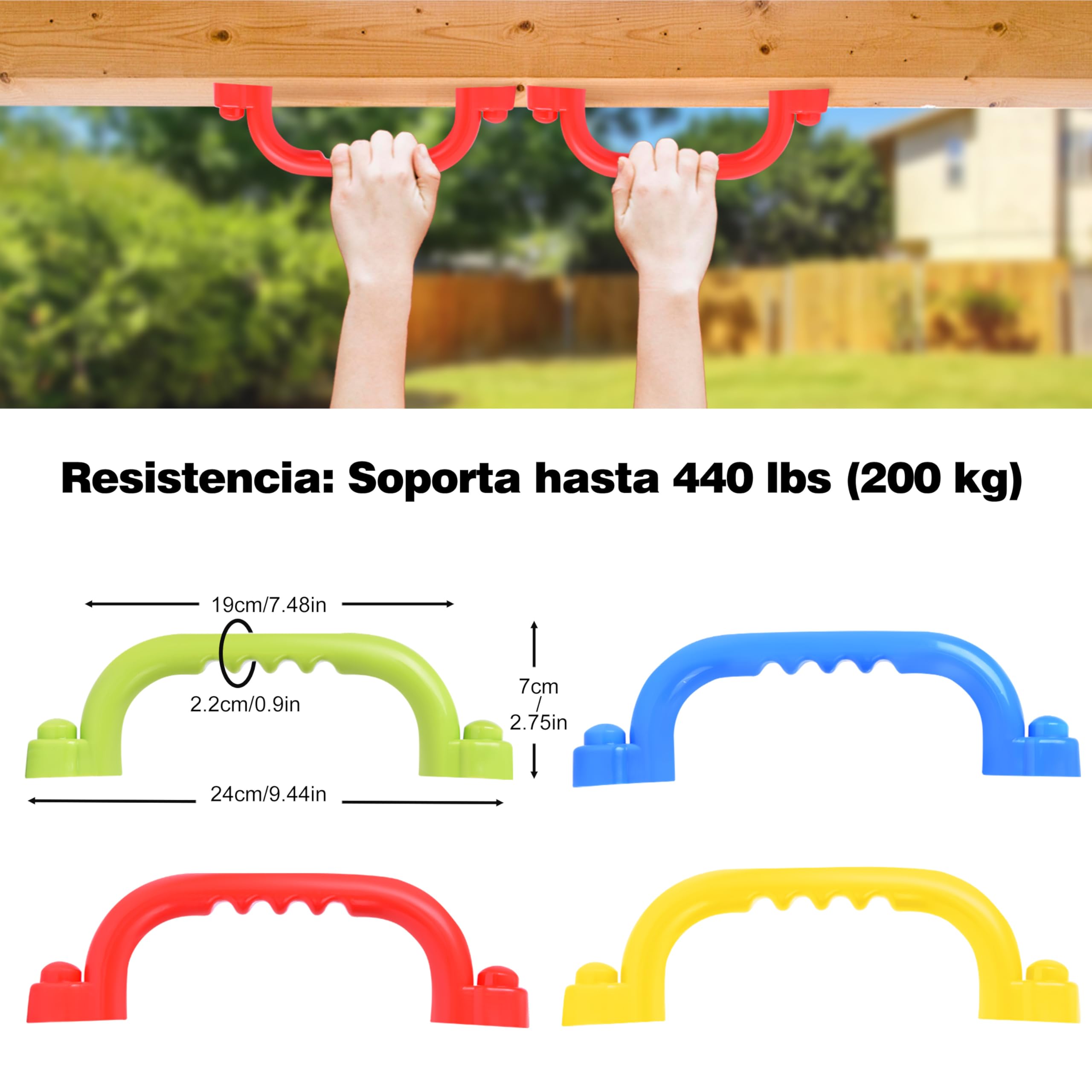 Charmofun Asas de Seguridad para Parques Infantiles, Asas de Escalada Antideslizante para Niños, Manijas de Seguridad para Patio de Recreo (8pcs-B)