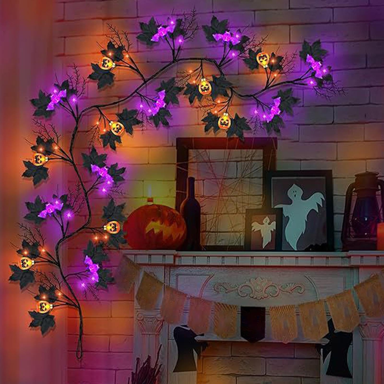 Świetlne Girlandy Halloween Dyniowe Oświetlenie LED 54 Diody