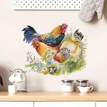 Chicken Roosters Hens Wall Stickers Farm Idyllic Wall Art Decals