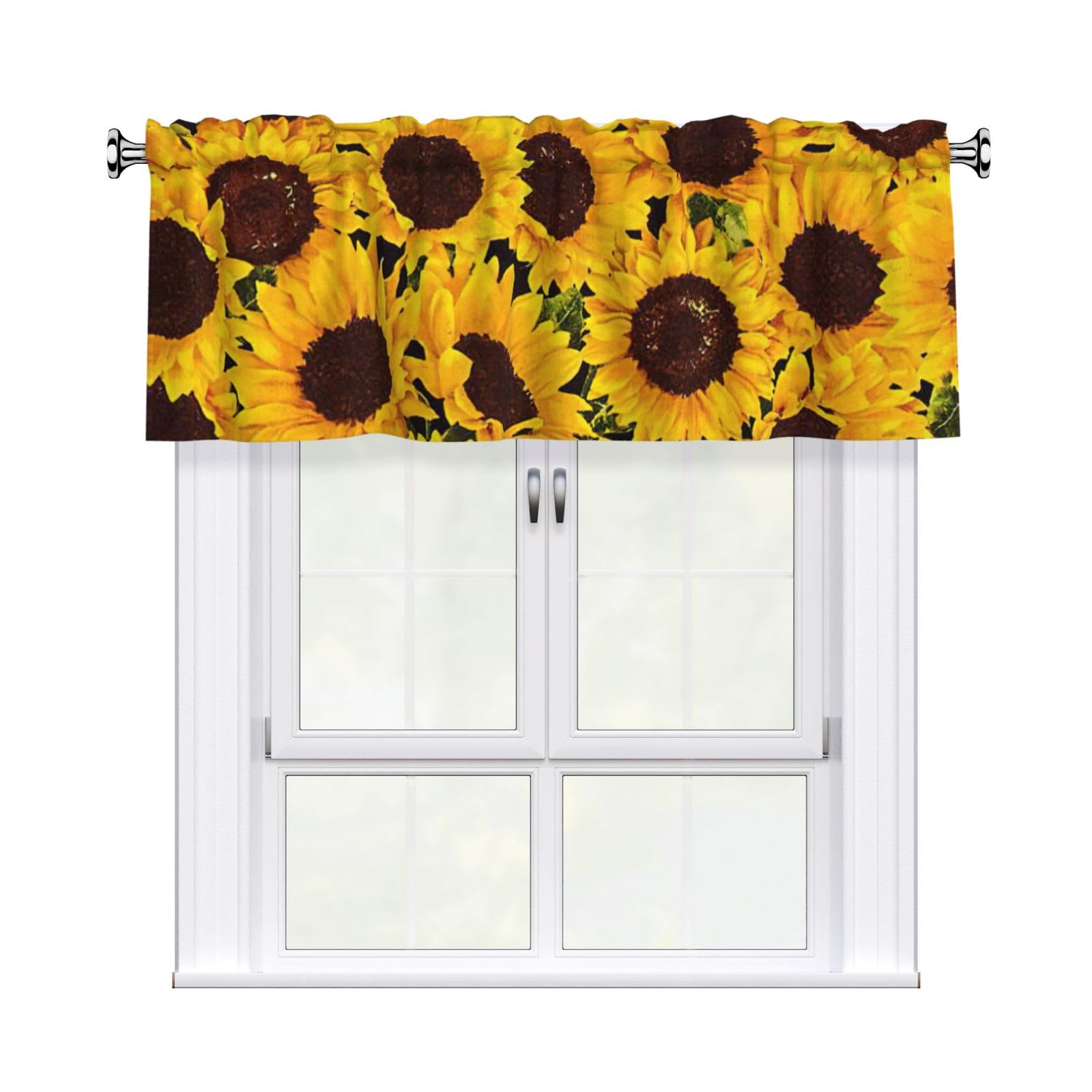 aacxzff Yellow Sunflowers Print Curtain Valance 54"x18" (WxL) for Kitchens Bathrooms Bedrooms Balconies Living Rooms