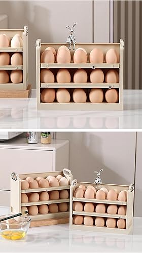 Miniatura 8 de Tiersphere - Recipiente de almacenamiento de huevos para refrigerador, soporte para huevos de 30 unidades, soporte para huevos para nevera,