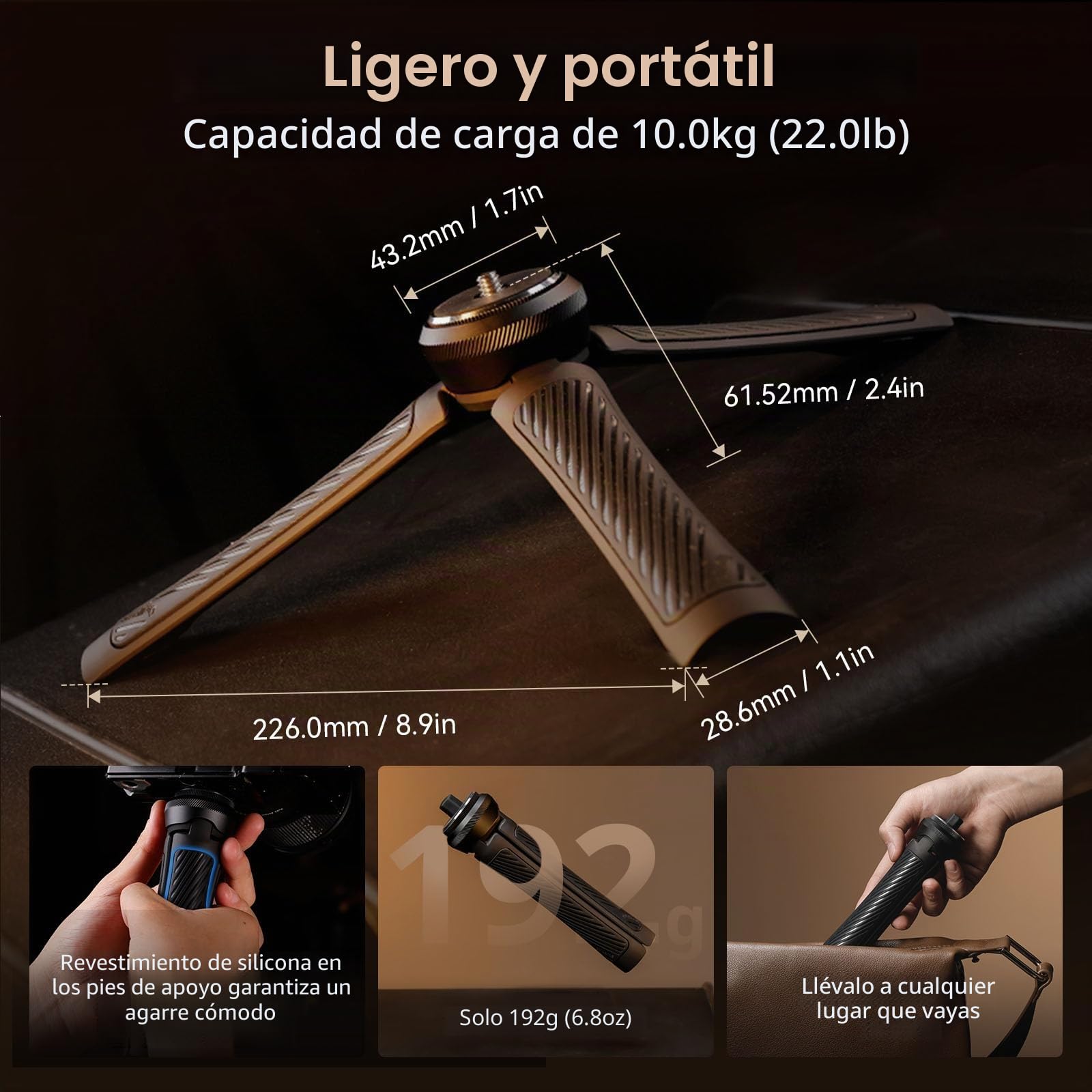 SMALLRIG Mini Trípode de Liberación Rápida, Universalmente Compatible con Montaje de Tornillo de 1/4"-20 para Estabilizadores, Cámara, Jaula - 4117