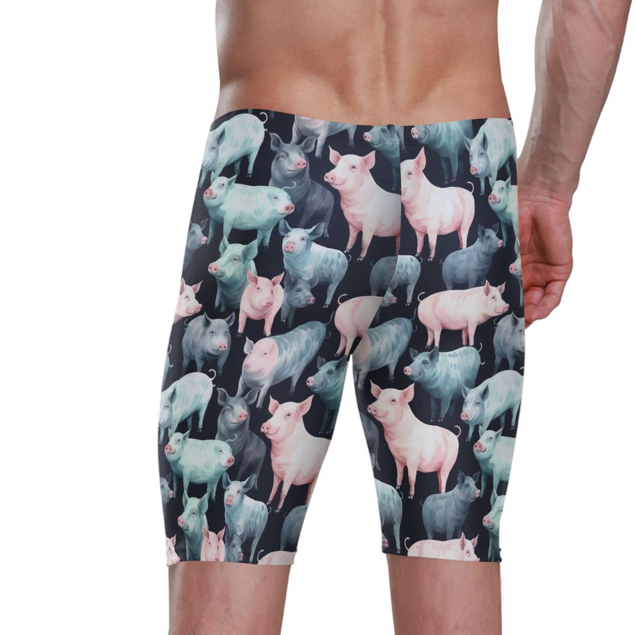 UMIRIKO Pig Animal Cute Swim Jammers for Men Athletic Durable S B0402821