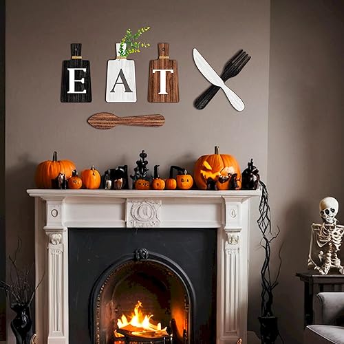 Miniatura 34 de Juego de 6 letreros de girasol para cocina, tenedor y cucharas, decoración de pared de cocina, placas colgantes de madera, arte de pared de granja,