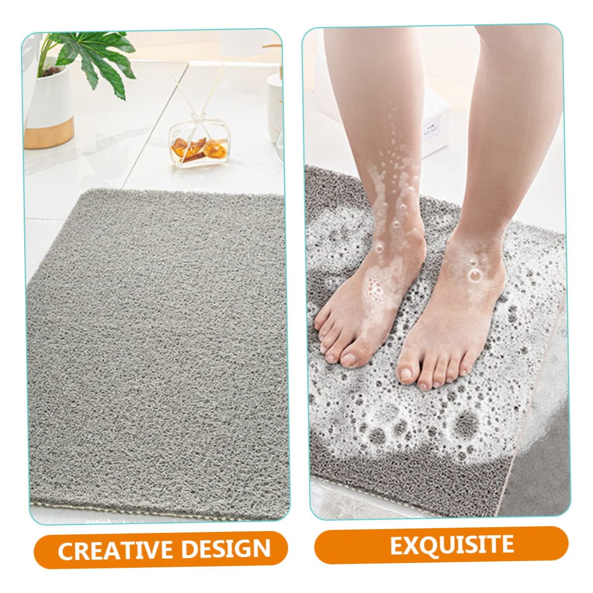 Cabilock Alfombra de Baño Antideslizante Alfombra de Suelo de PVC Tacto Suave Lavable en Máquina para Baño Cocina y Entrada