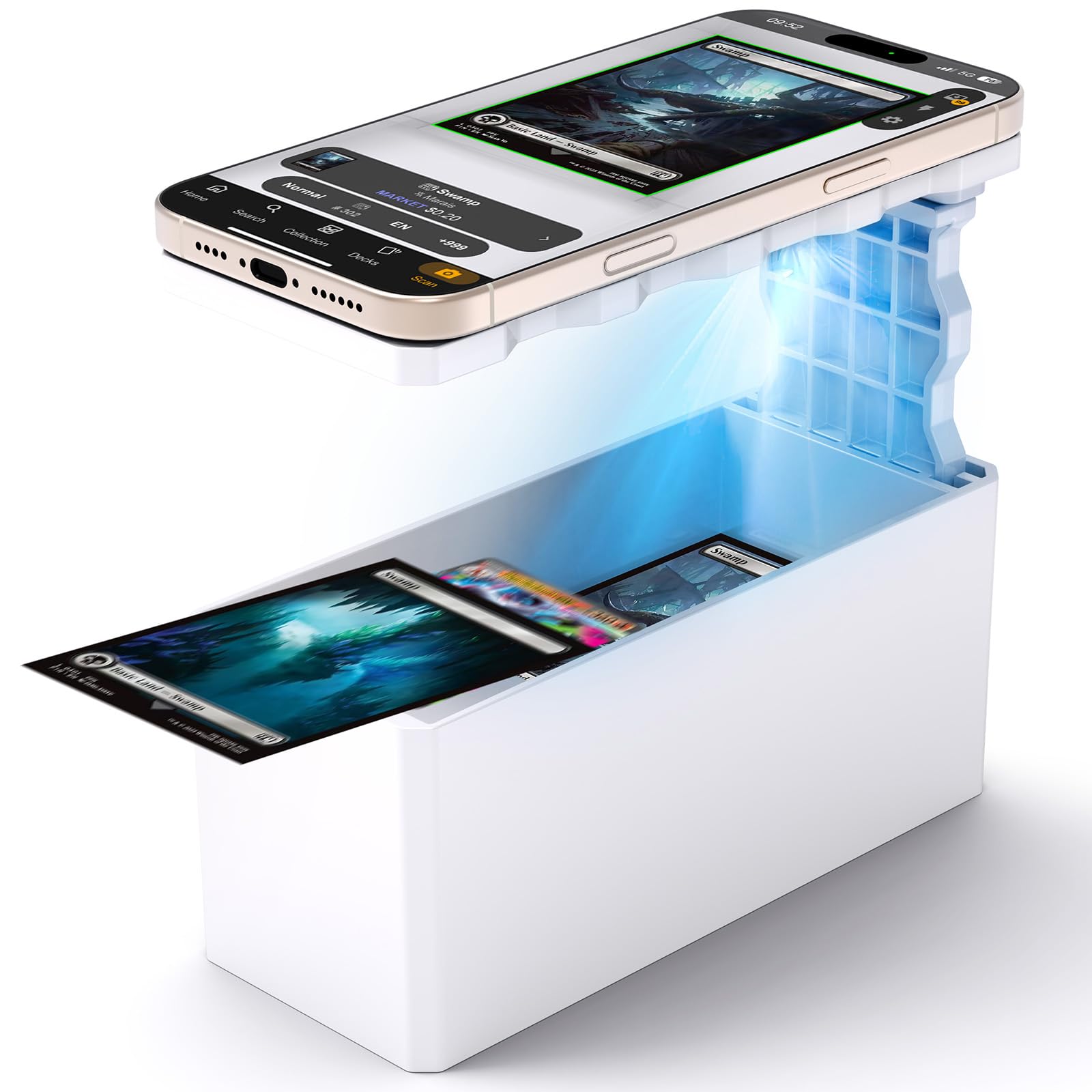 Scanner Phone Holder,TCG Card& MTG Card Scanner Holder, Fit for un-Sleeved and Sleeved Cards, Works with ManaBox App, Ideal for Quick Scans and Price Checks
