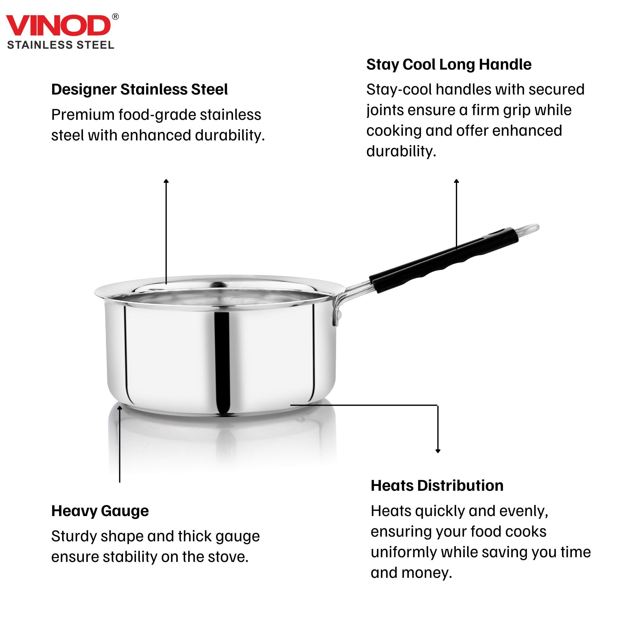 Vinod Stainless Steel Saucepan - 20cm -4