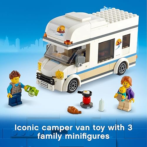 Miniatura 3 de LEGO City Great Vehicles Holiday Camper Van 60283 - Auto de juguete para niños de 5 años de edad, caravana autocaravana, regalos para niños y niñas