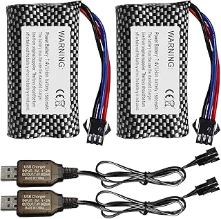 2PCS 1500mAh SM-3P Plug Lithium Battery with USB Charging Cable for DE43 DE60 RC Racing RC Car Battery 1575 Dump Truck Con...