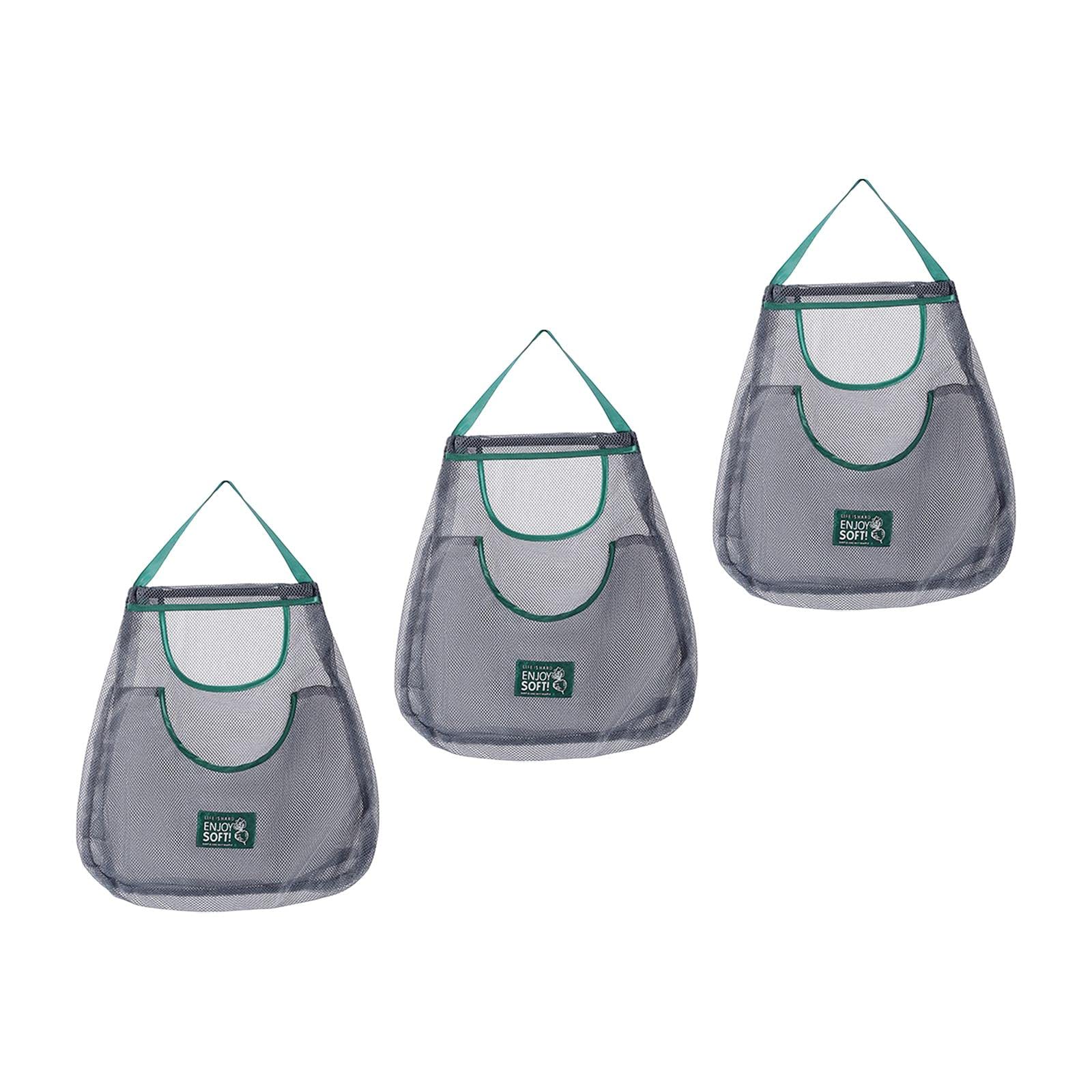 Merishopp Set of 3 Storag Mesh Bag Household for Fruits Vegetable Kitchen Camping E-picture-25