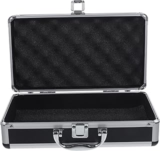 Aluminum Alloy Case Tool Box Aluminium Alloy Toolbox Storage Case Portable Tool Case Travel Luggage Organizer Case Safety Box Outdoor Travel Flight Cases Home Black