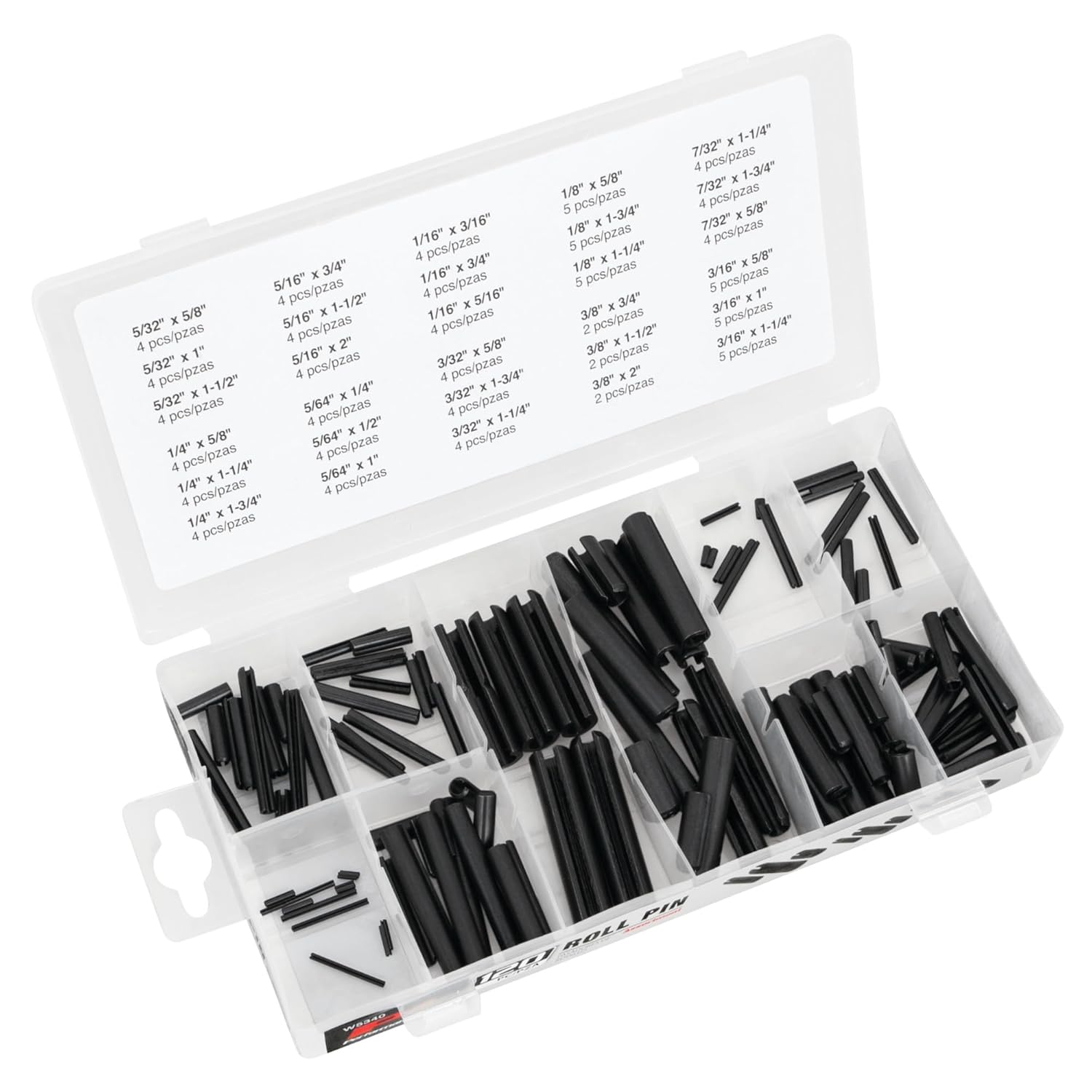 Performance Tool W5340 10-Piece Roll Pin Assortment in Re-sealable Plastic Case