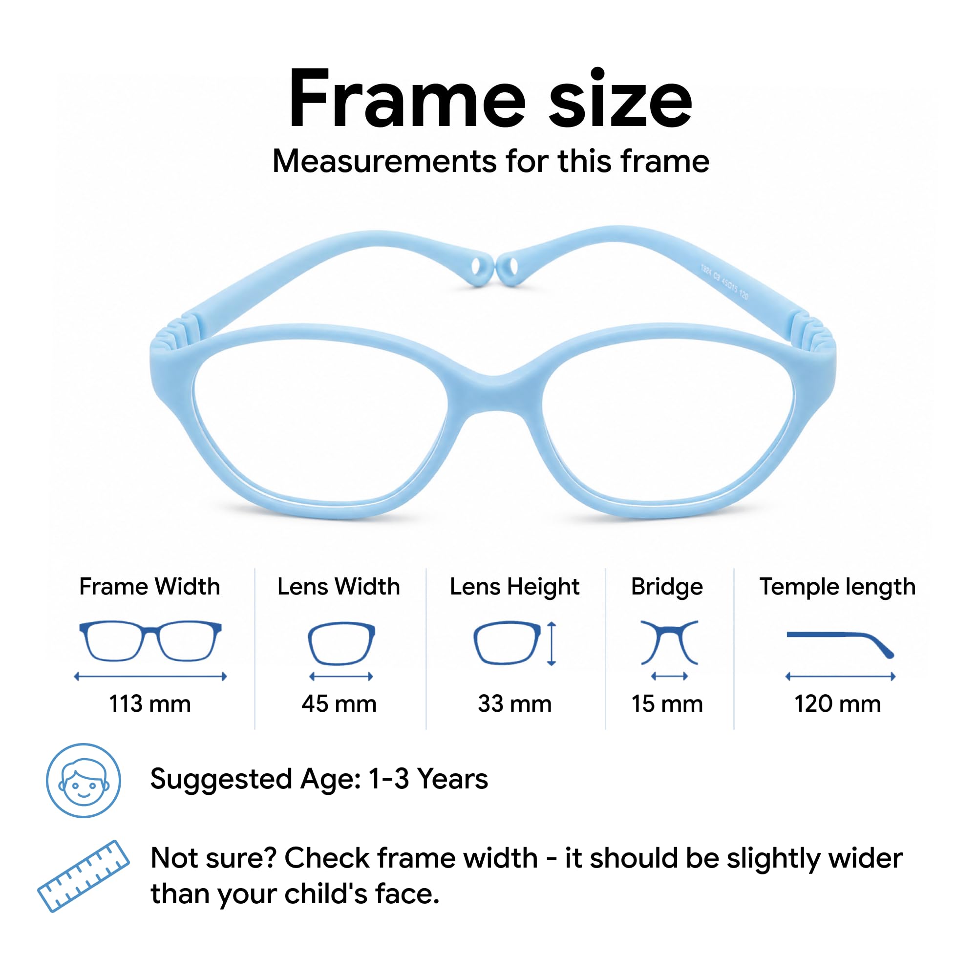 Gafas irrompibles para niños, gafas graduadas, 1-3 marcos de gafas para niños pequeños, XS