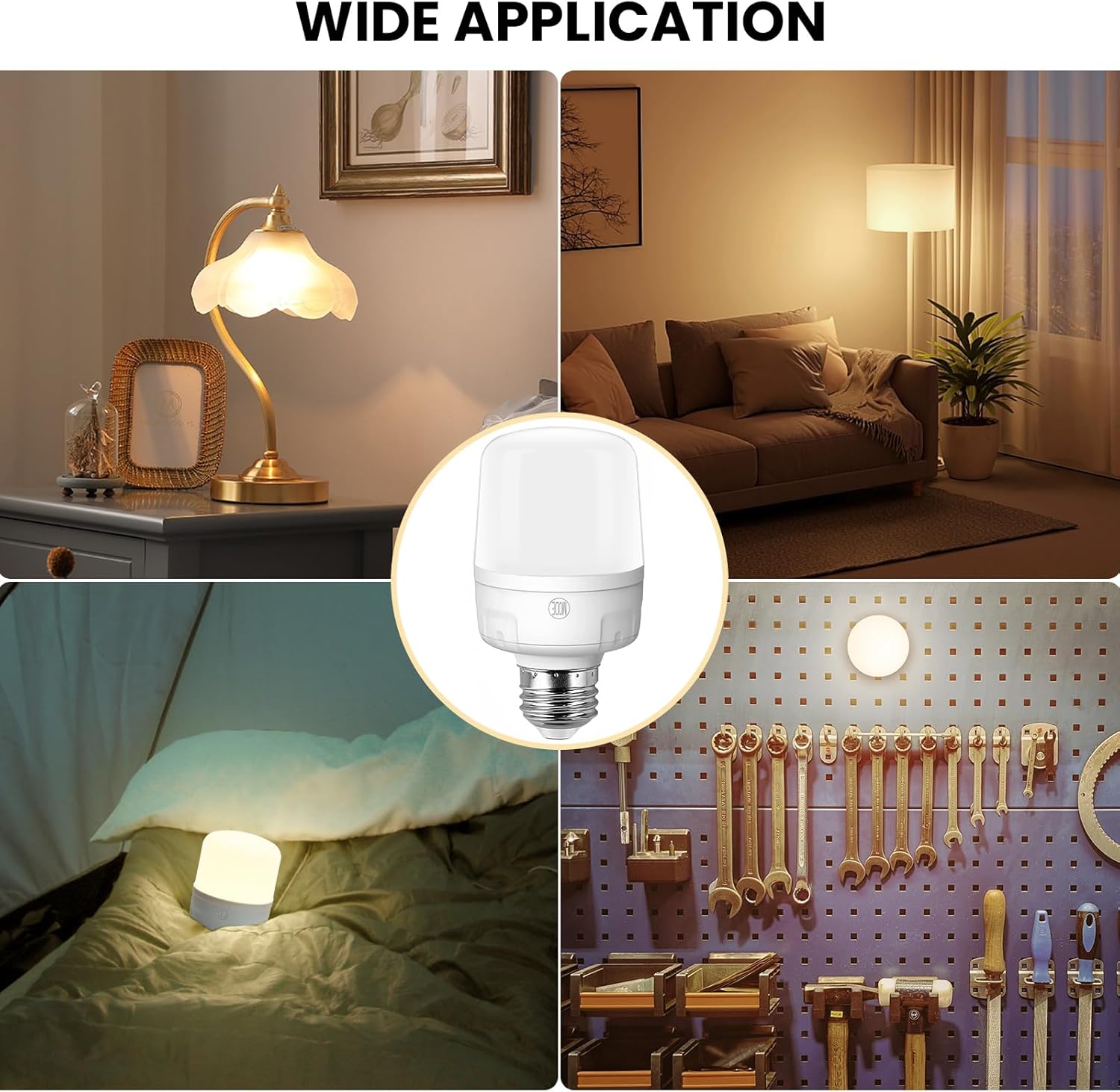 Qoollife E26 Rechargeable Light Bulbs with Remote Control, Battery Operated Light Bulb 9W 2000mAh, 4 Timer Settings for Lamp Lamps Tent Closet Camping USB Battery Powered Light Bulbs (2-Pack)