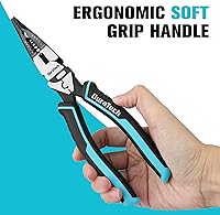 Vista 5 de DURATECH Alicates de punta de aguja 6 en 1, alicates de punta larga multiusos de 8.5 pulgadas con función de pelacables, crimpador/cortador