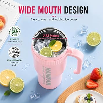 HandFan 40oz Tumbler with Handle, Cooling Fan with USB Charging