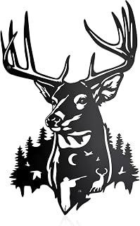 dryelves Metal Deer Wall Decor Hunting Decor Metal Hunting Deer Wall Art For Living Room Bedroom and Bathroom（Black）