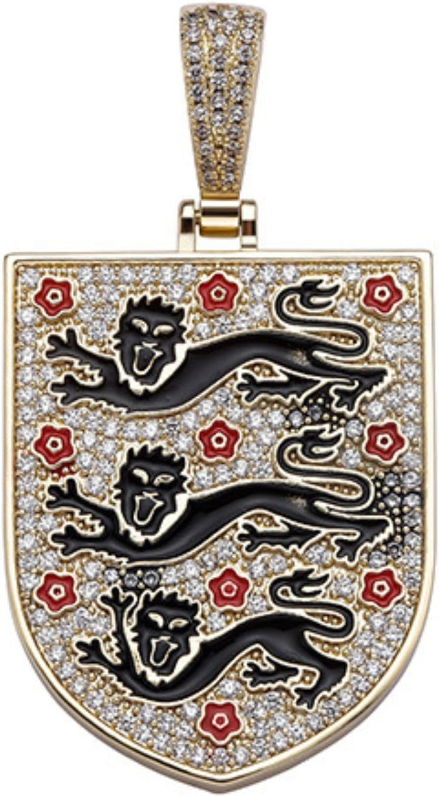 Official Football Team Pendant – 18K Gold Plated Silver Sterling 925 Pendant Badge Necklace with Cubic Zirconia Diamonds | ICED OUT | | Hip Hop| for Men & Women – Premium Football/Soccer Fan Gift – Engraved Logo | International Football League
