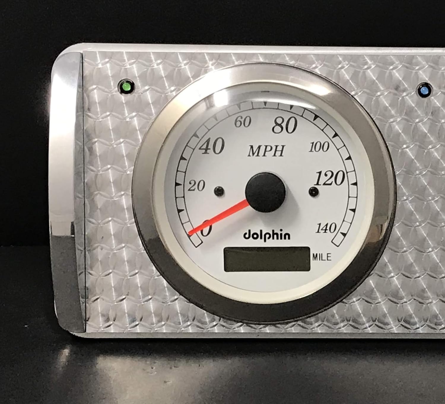 Dolphin Gauges Compatible with 1940 Ford Car - 2 Gauge Dash Panel GPS - Engine Turned - 3 3/8 White