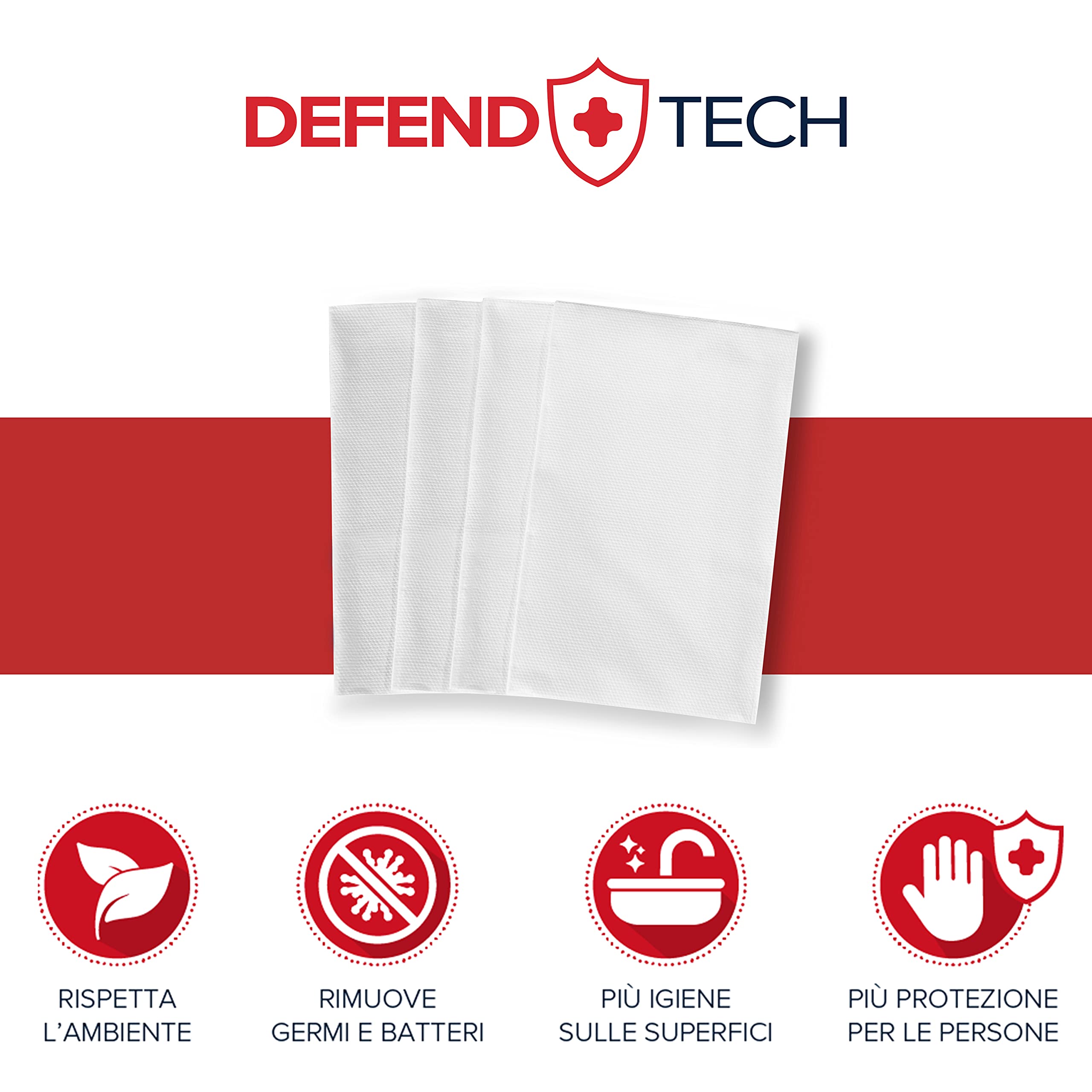 Papernet Defend Tech - Panni in carta multiuso con Tecnologia Defend Tech 419295, 2 Veli, 100 Servizi per Clip, Dimensioni 32,25 x 21,6 cm