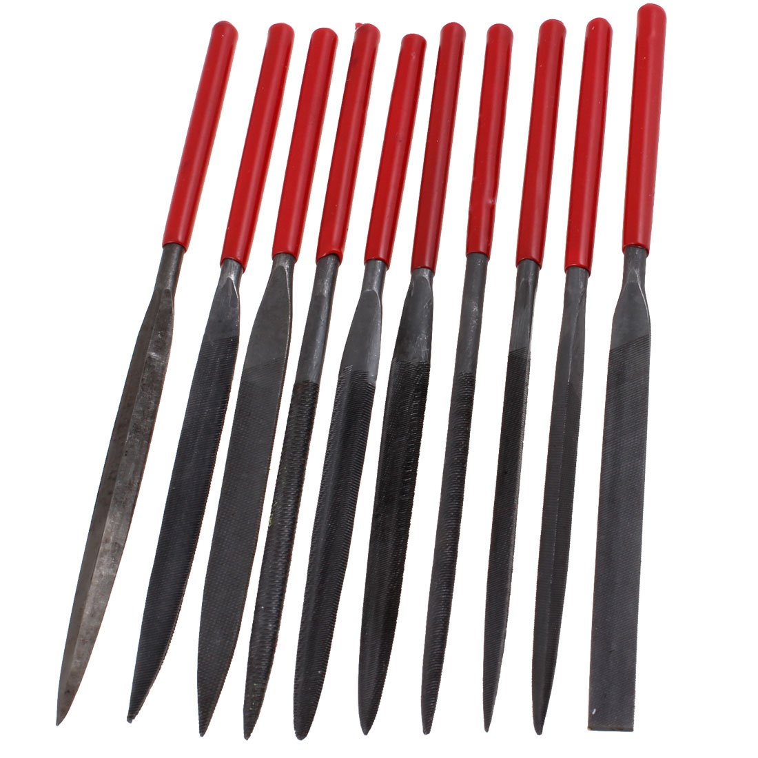 Aexit 10 Pcs Operated Tools Tools Red Plastic Metal Drill Hole Warding Checkering Files Model:38as352qo223