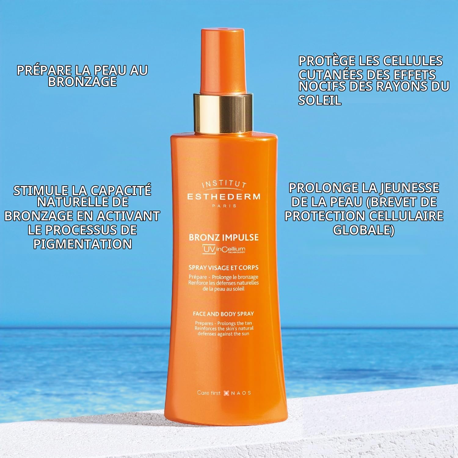INSTITUT ESTHEDERM Bronz impulse - Brume visage et corps - Assure un bronzage plus rapide, intense et durable - Prévient du photovieillissement - Spray 150 ml