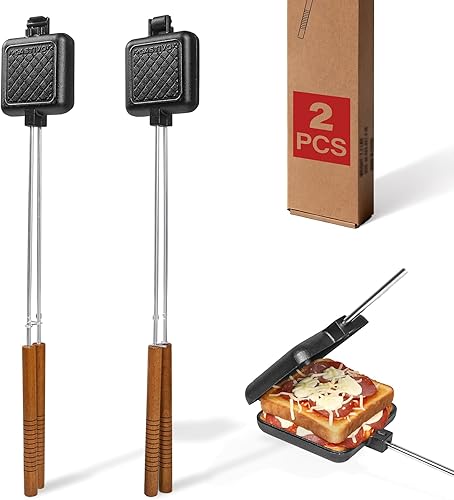 Mountain Pie Maker - Hierro fundido para tartas de fogata, para acampar, paquete de 2 unidades