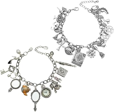 RechicGu Vintage 2pcs Fairy Tale Movie Lucky Myth Charms Friendship Cuff Bangle Bracelet Wicca Gift