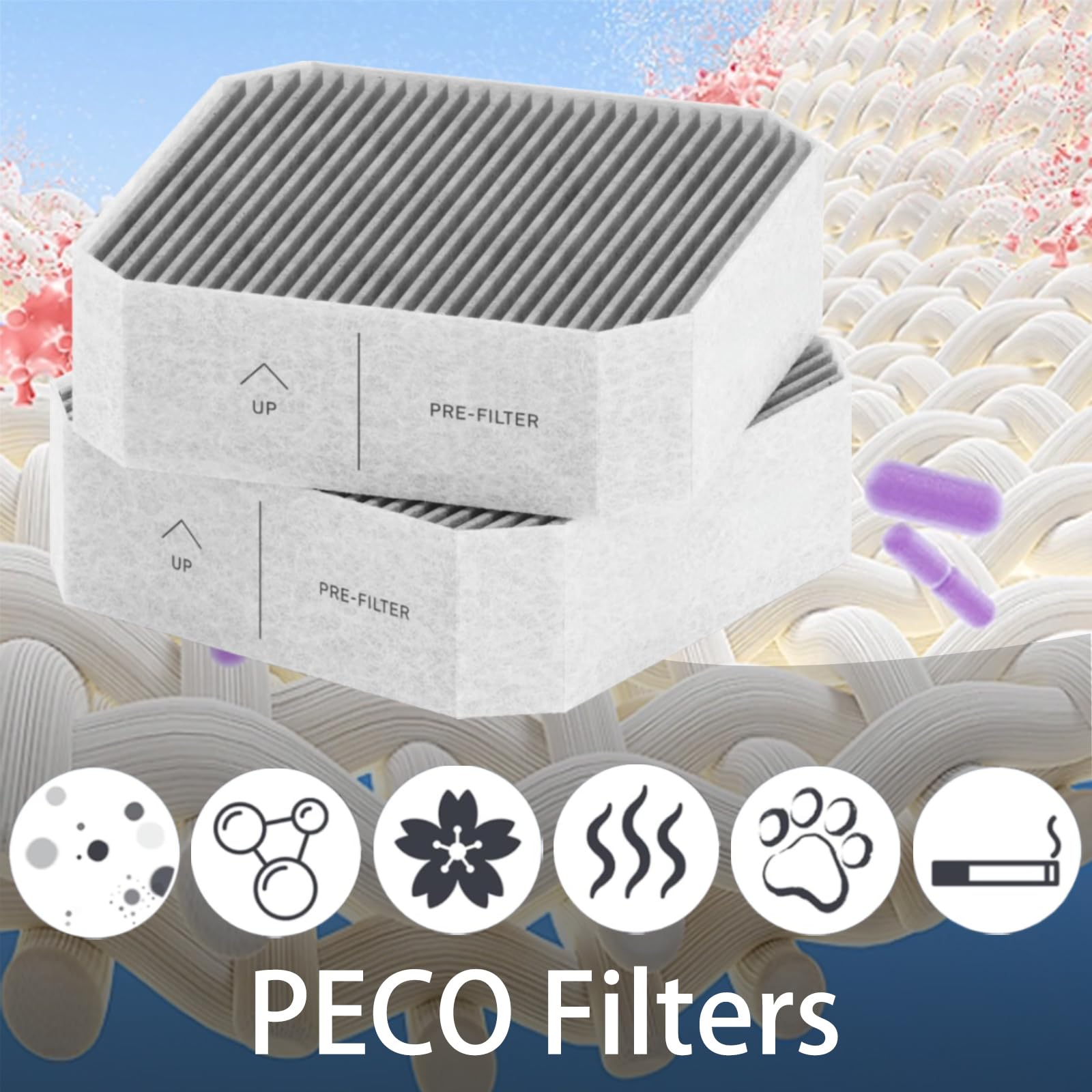 Prefiltro para purificador de aire Molekule con carbón activado de alta eficiencia, paquete de 4