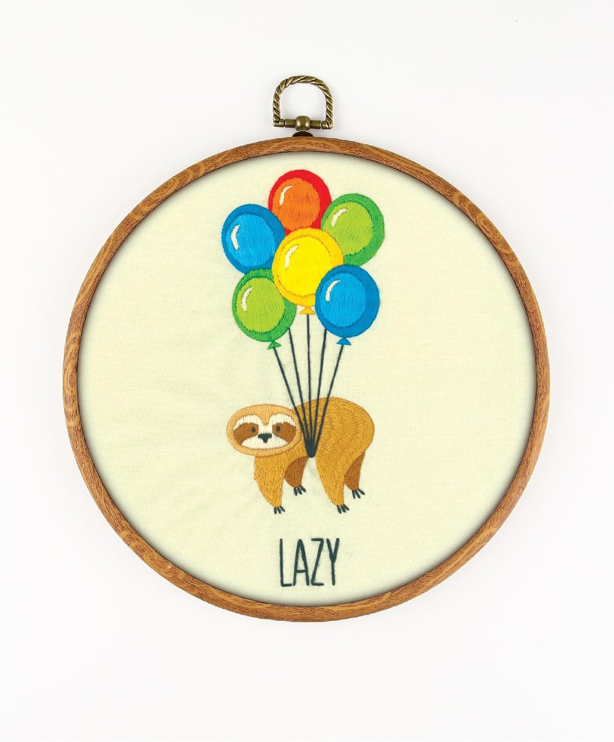 Lazy EM332 - DIY Embroidery Kit. Set of Threads, Needles, Stamped Cloth, Needle Threader, Embroidery Clippers and Printed Color Pattern Inside.