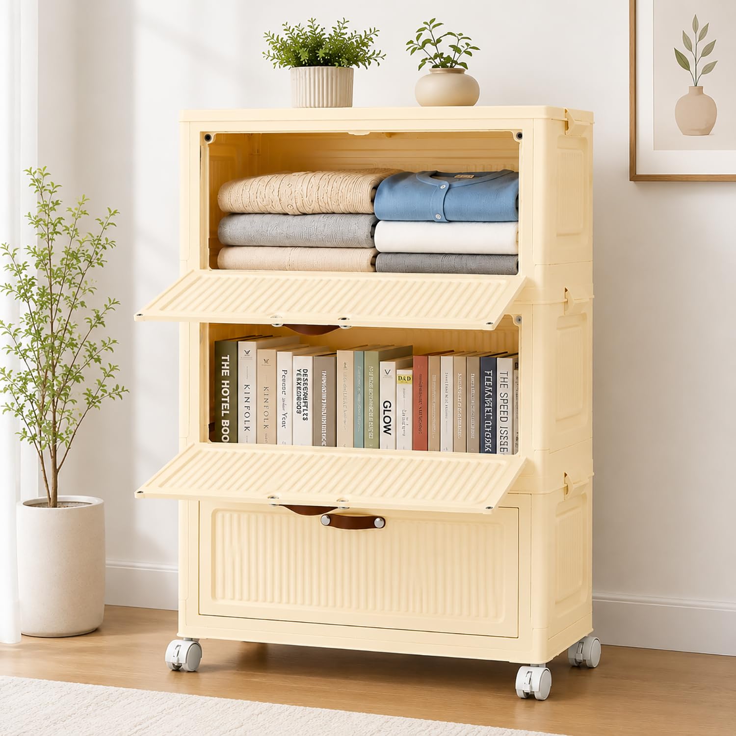 House of Quirk Slim Plastic Bathroom Floor Storage Box Cabinet with Wheels – Freestanding Narrow Storage Organizer with Drawers & Shelf for Bathroom, Hallway & Living Room (White, 3 Layer)-image-21