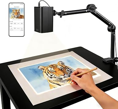 Art Projector for Tracing and Drawing - 5G WiFi & App-Free Web Control | Digital Sketch Projector with Stable Stand for Cookie Decor - Compatible with iOS/Android, Supports Online/Offline