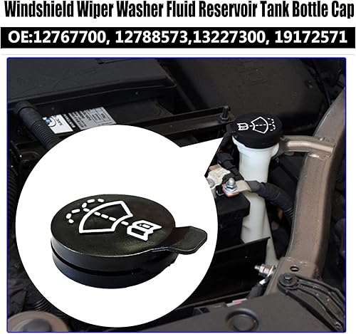 Miniatura 3 de Tapa de Repuesto para Depósito Tanque Botella de Líquido Limpiaparabrisas Compatible con GMC Chevrolet Buick Cadillac 12767700, 13227300