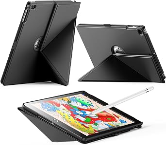 INFILAND Case for iPad 6th / 5th Generation 2018/2017 iPad 9.7 Inch case, iPad Air 2 / Air 1 Magnetic Slim Cover with Pencil Holder, Multi-Angle Stand, Auto Wake/Sleep Black