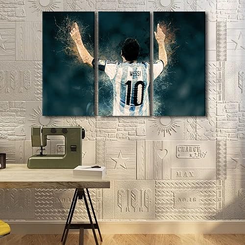 Miniatura 30 de TISHIRON 3 paneles CR7 Cristiano Ronaldo - Póster en lienzo para decoración de pared, pelota deportiva, casa moderna, para club, arena, sala