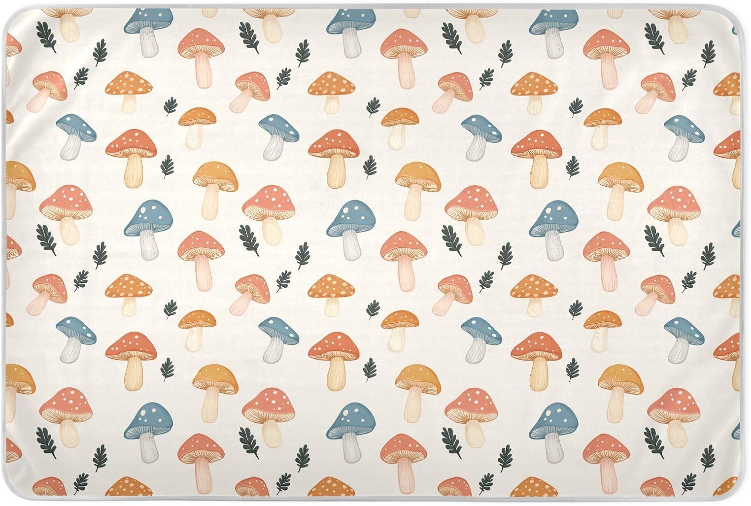 Cartoon Cute Mushroom Red Blue Extra Large Resuable Baby Bed Pad Waterproof Washable Potty Training Cover Leakproof Quick Drying Travel Mattress for Toddler Kids , 52" L x 34" W