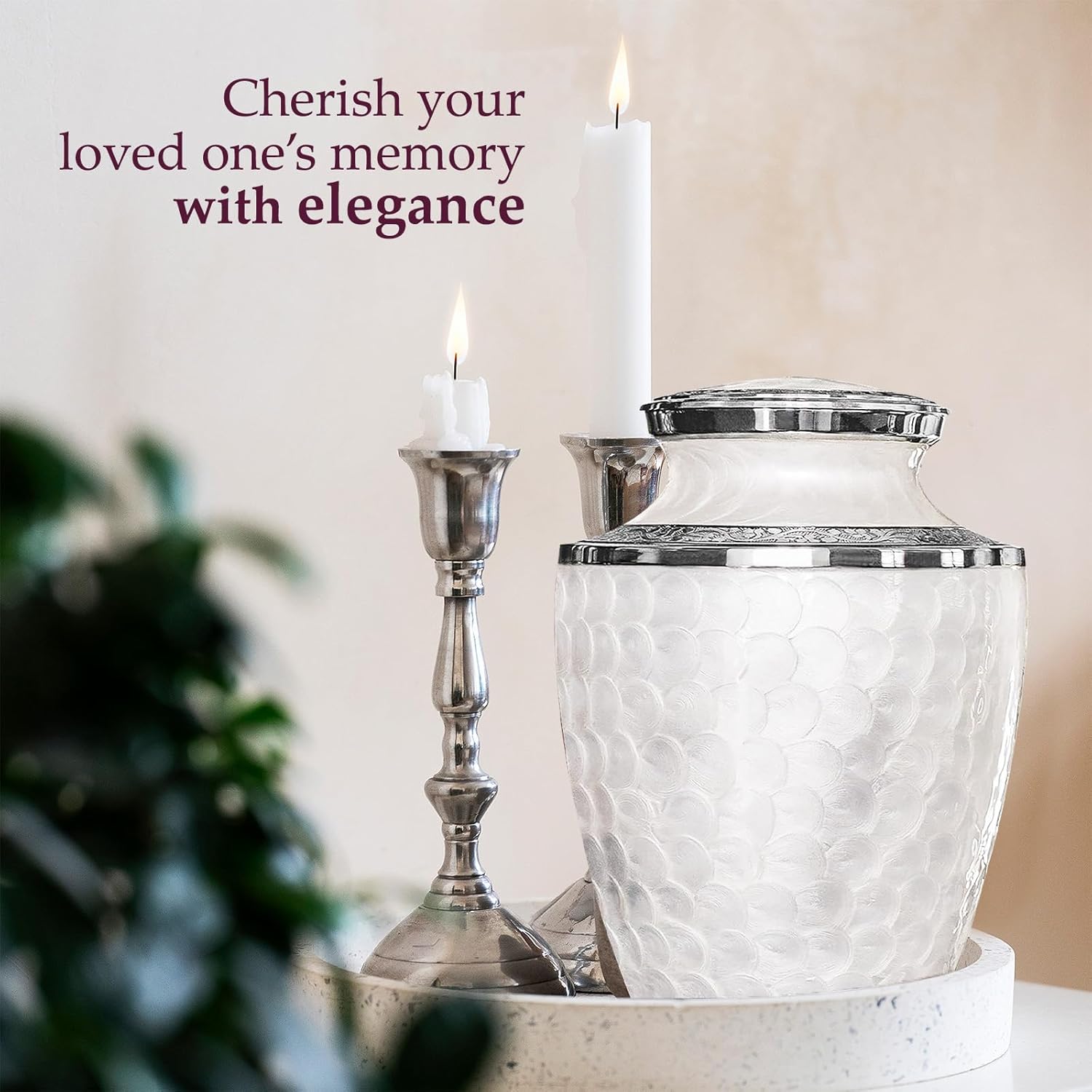 Trupoint Memorials Cremation Urns for Human Ashes, Silver Lining Decorative Burial Urns for Male and Female, Funeral Memorial Urn for Women and Men - Opal, Adult (200LB)