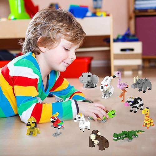 Miniatura 5 de Jellydog Toy Mini bloques de construcción de animales recuerdos de fiesta para niños juegos de construcción de juguetes de tallo 12 en 1 juegos de