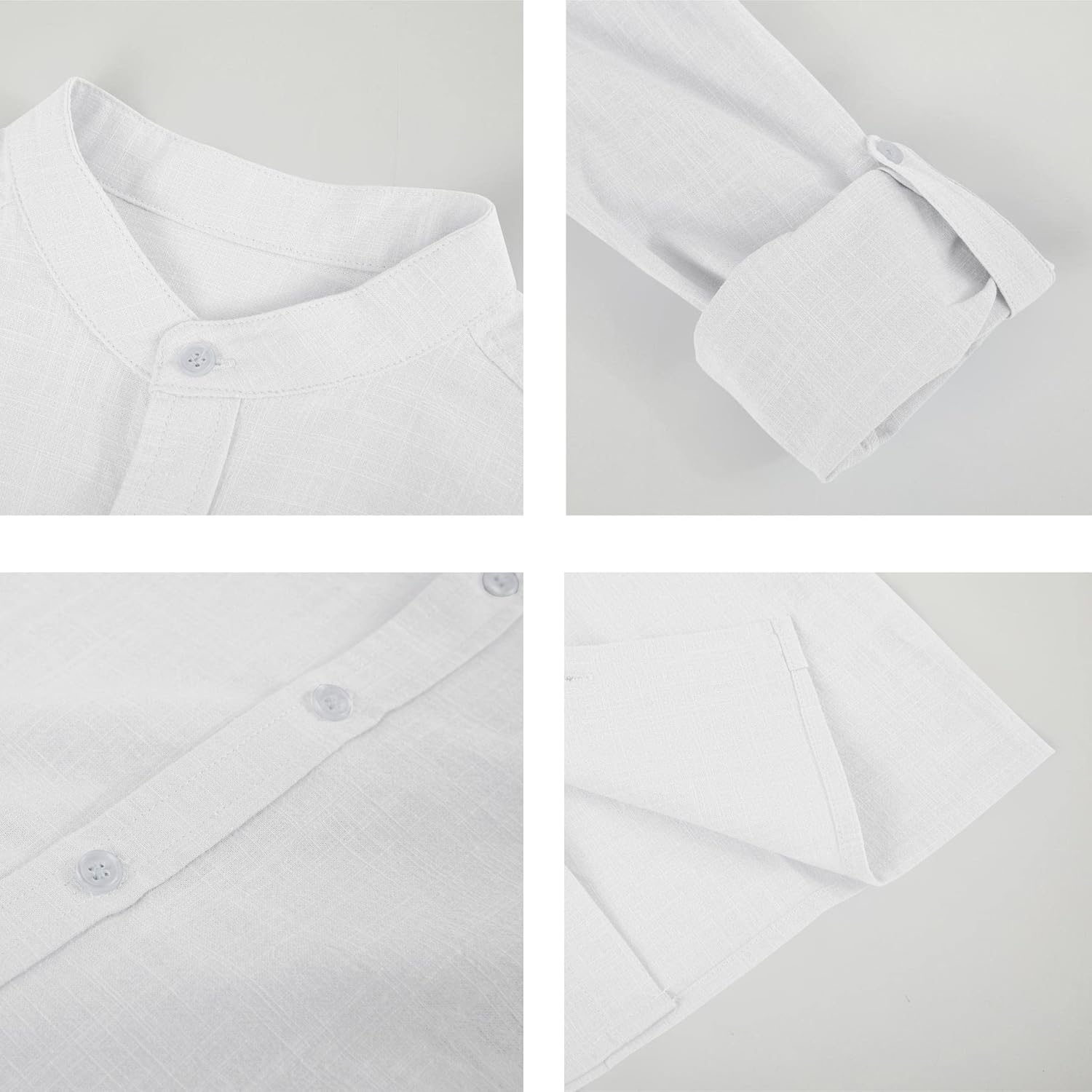 Mafulus Boys Button Down Linen Shirt Long Sleeve Mandarin Collar Loose Fit Casual School Summer Top - Image 5