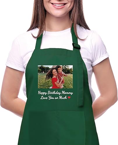 Miniatura 2 de Delantales de cocina con logotipo de foto personalizado para mujeres y hombres, delantal de cocina personalizado para adultos, delantal de chef de