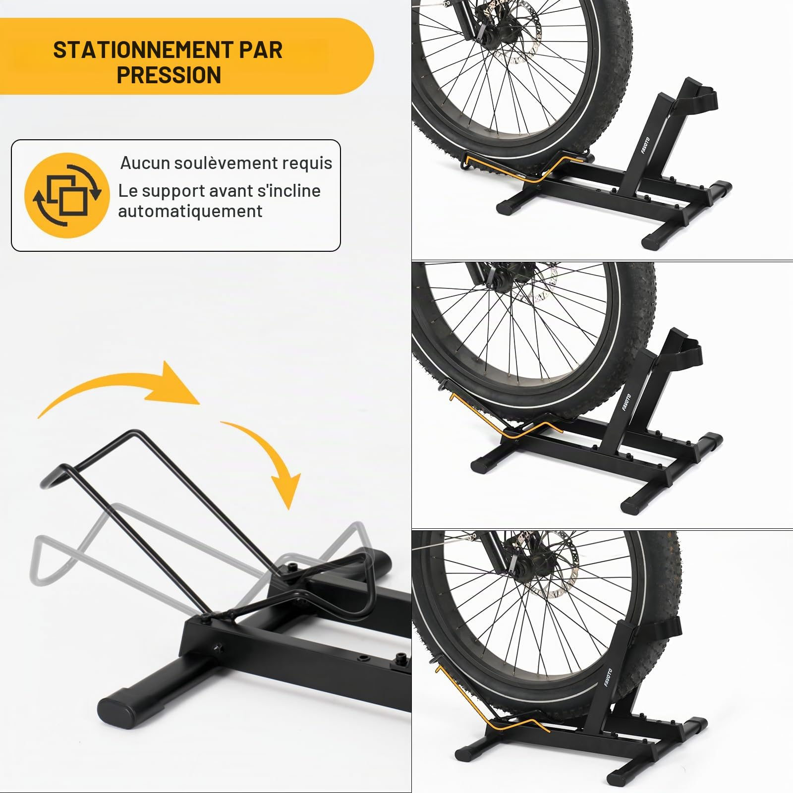 Favoto Support pour E-Bike et Vélo de Route - Support de Sol pour Vélos Électriques et Vélos de 20-29 Pouces de Route Course Montagne VTT Charge Maximale 38kg Noir | Vélos Électriques, 20-29 Pouces, Route Course Montagne VTT, Charge Maximale 38kg, Noir