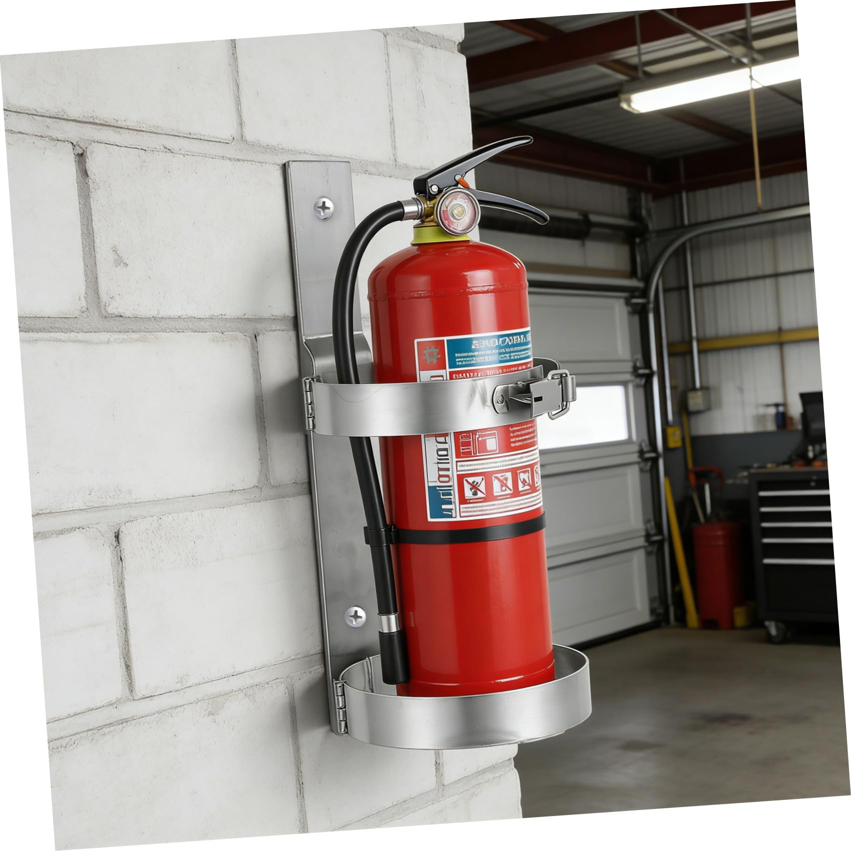Soporte Liberación Acero para Extintor de de 2 Kg Incendios en Inoxidable Plata Rápida y Fácil Instalación para Uso en Hogar y Oficina