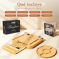 Vista 2 de SMIRLY Charcutería - Juego de tablas de queso de bambú grande para servir, regalos de inauguración de la casa para el nuevo hogar, boda, despedida