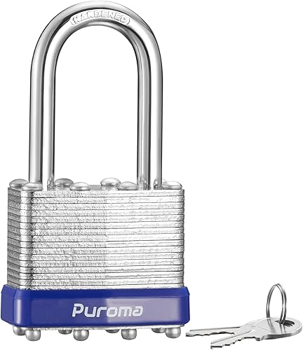 Miniatura 14 de Puroma Lock - Paquete de 3 candados, cerraduras de grillete de 1-1/2 pulgadas de largo de servicio pesado con 6 llaves, candados de acero endurecido
