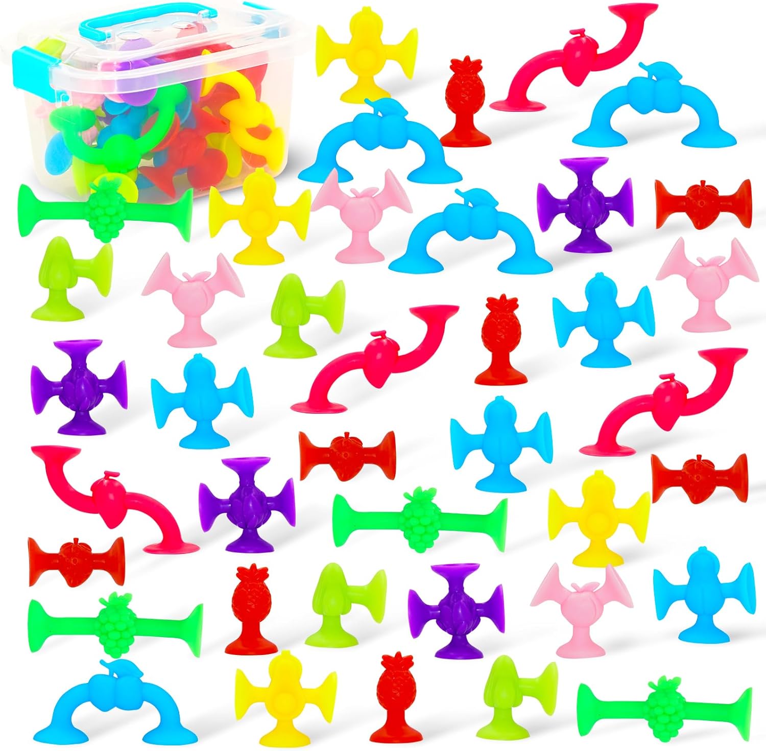 Suction Cup Sensory Bath Toys - Animal No Hole Bathtub Toy Suction Toy for Kids, Toddlers, Sensory Fidget Toy for Classroom Gifts, Travel, High Chair Toys, Party Favors, Stuffers
