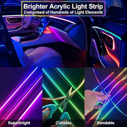 Miniatura 4 de Luces LED de interior de carro, 4 tiras de 36 LED 12 V CC impermeable multicolor, kit de iluminación, con mando a distancia inalámbrico, de EJ's