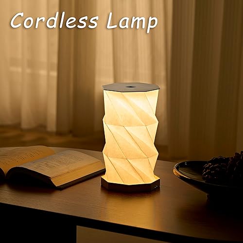 Miniatura 8 de Lámpara de escritorio portátil  Ultra fina de 0.7 pulgadas, ligera, 0.28 libras, lámpara de papel plegable con base de aleación de zinc, mini