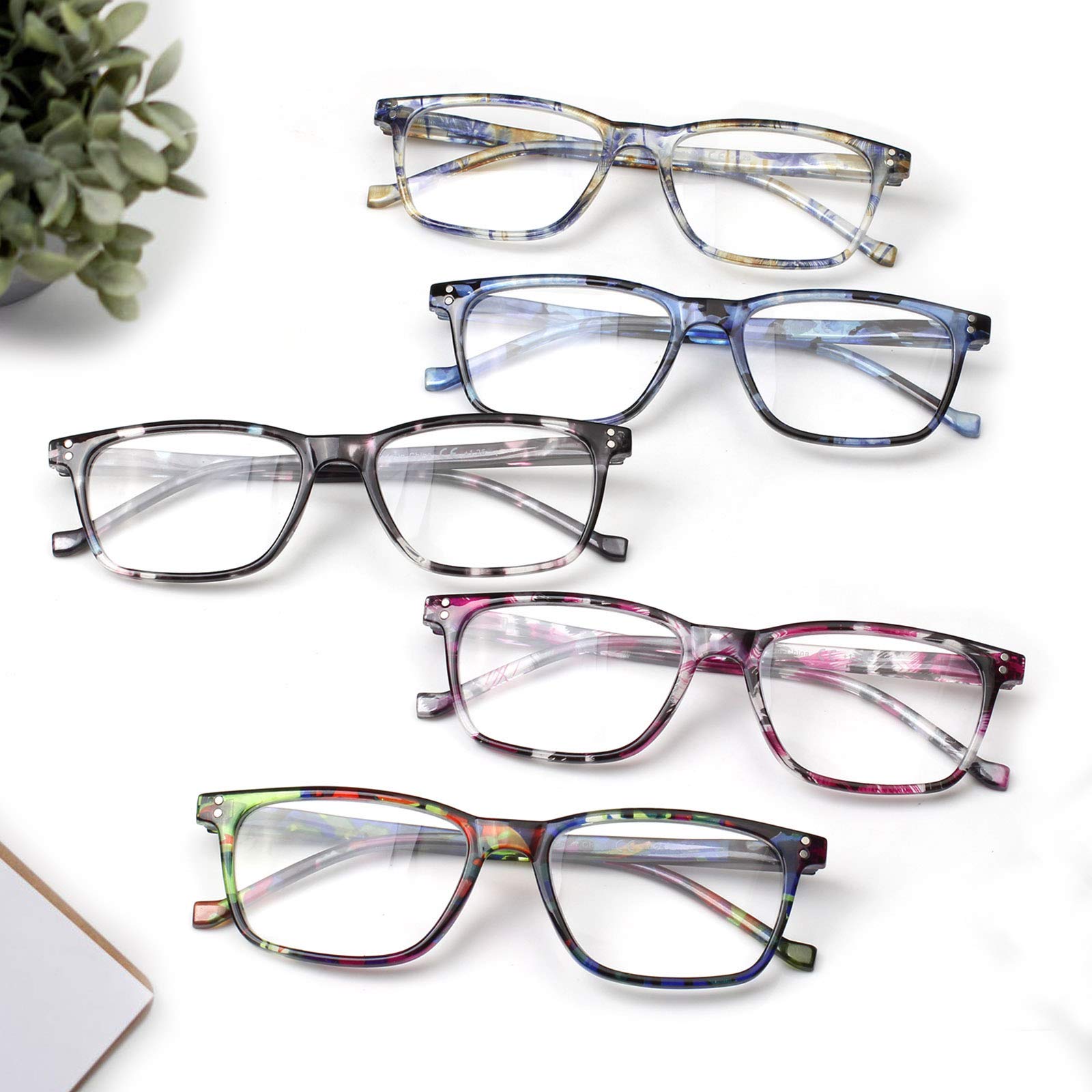 JOSCHOO Lesebrille für Männer und Frauen, bequeme Federscharniere zum Lesen, 5 Stück